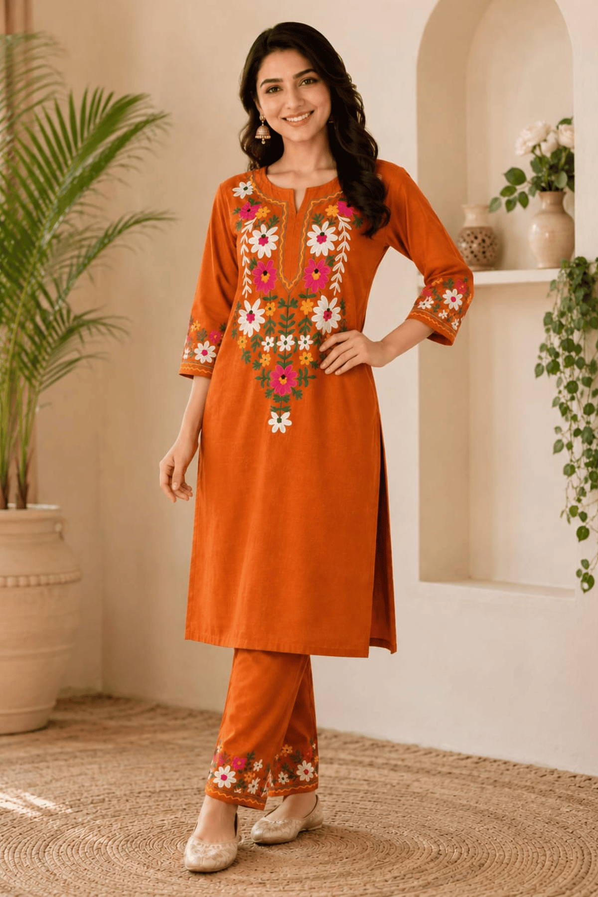 Majestic Divas Sunshine Bloom Embroidered Kurta Set