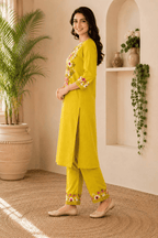 Majestic Divas Sunshine Bloom Embroidered Kurta Set