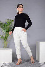 Majestic Diva's Women’s High Waist Off-White Tapered Pants