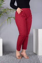 Majestic Diva's Women’s High Waist Brick Red Tapered Pants