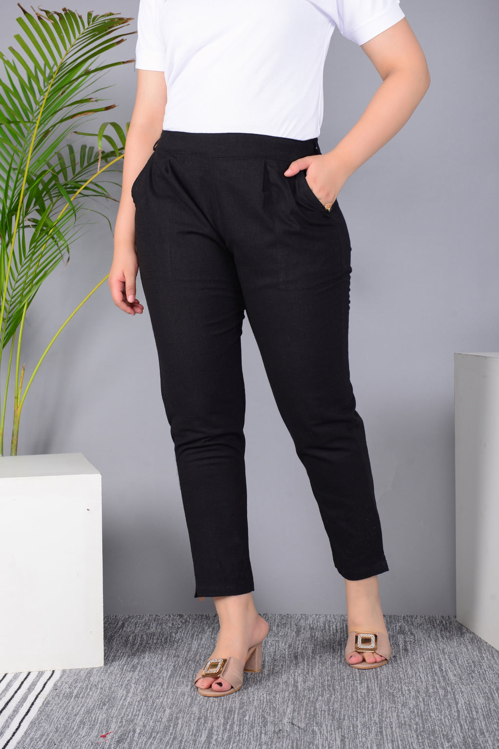 Majestic Diva's Women’s High Waist Classic Black Tapered Pants