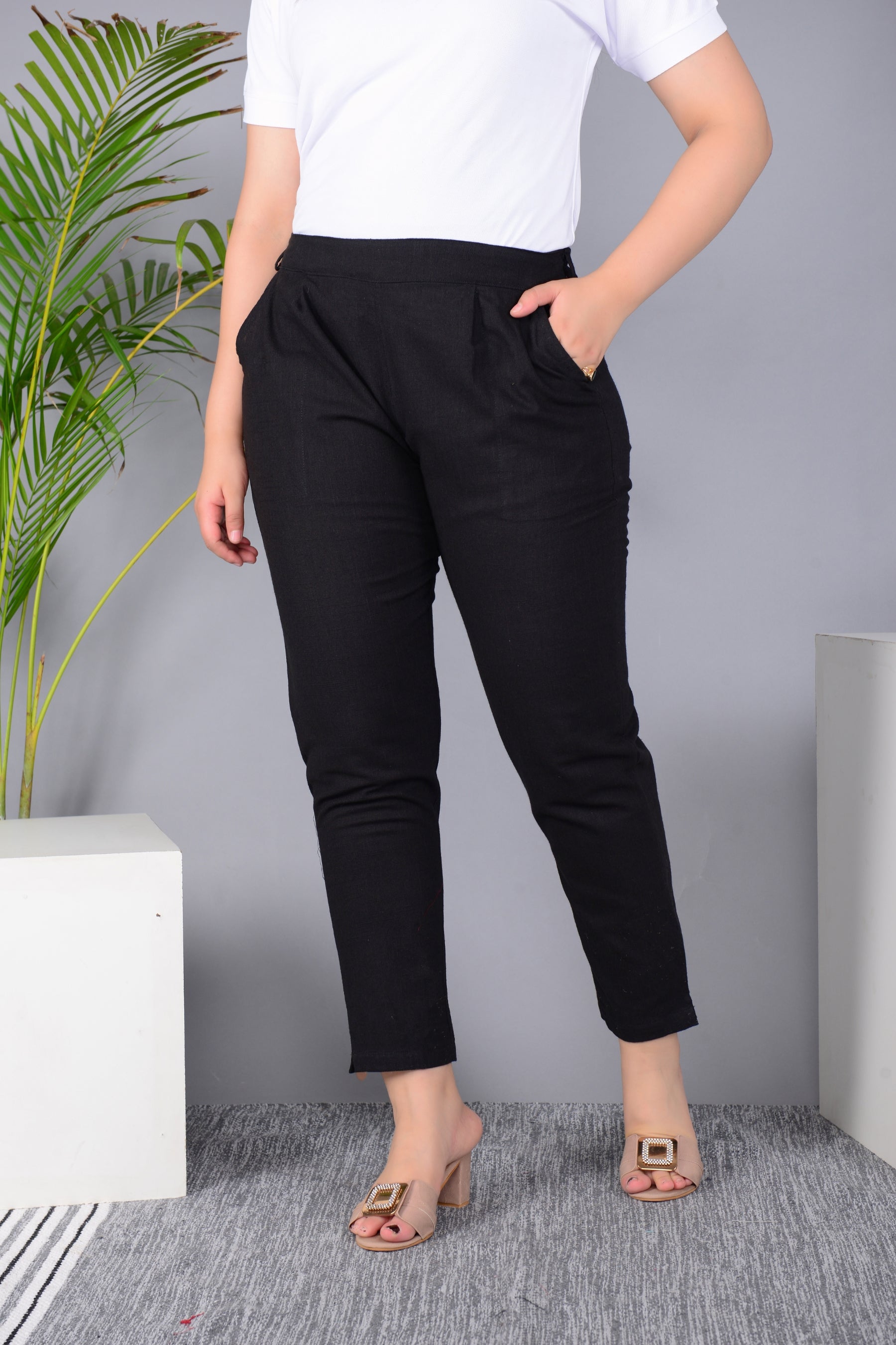 Majestic Diva's Women’s High Waist Classic Black Tapered Pants