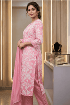 Majestic Diva's Baby Pink Floral Printed Dupatta Set