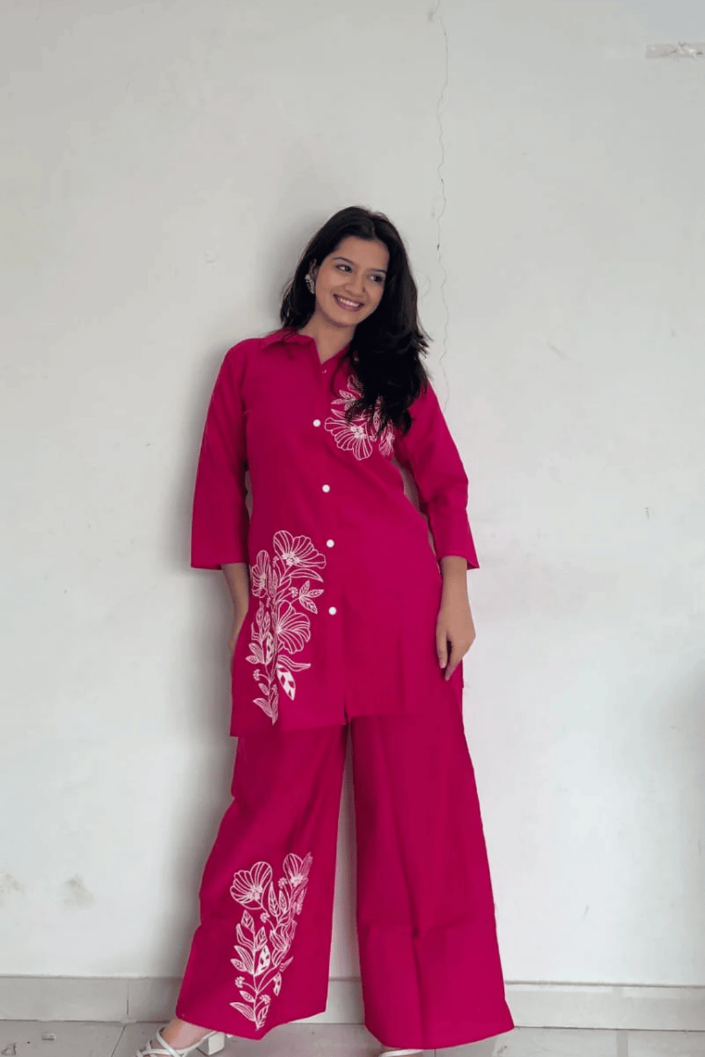 Majestic Diva Hot Pink Floral Print Co-Ord Set