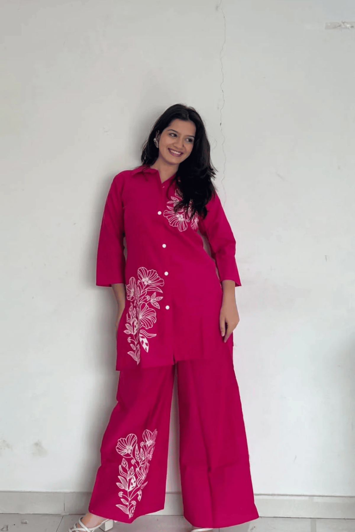 Majestic Diva Hot Pink Floral Print Co-Ord Set
