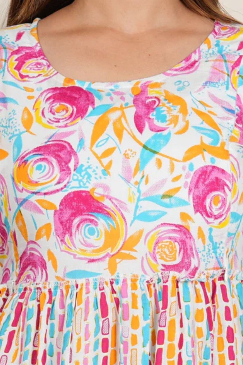 Majestic Diva's Multicolour Floral Printed Cotton Maternity Dress