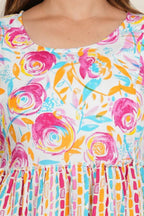 Majestic Diva's Multicolour Floral Printed Cotton Maternity Dress