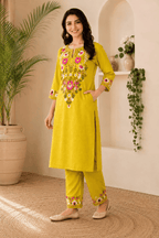 Majestic Divas Sunshine Bloom Embroidered Kurta Set