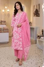 Majestic Diva's Dark Pink Floral Printed Dupatta Set