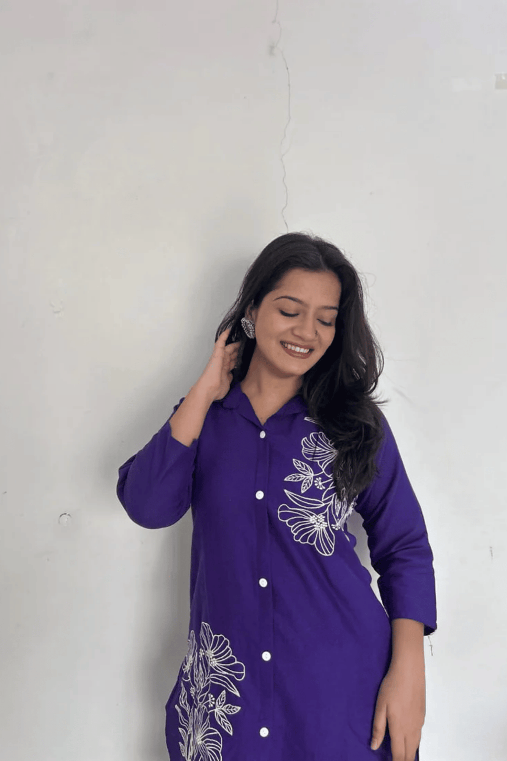Majestic Diva Purple Floral Print Co-Ord Set
