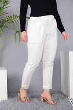 Majestic Diva's Women’s High Waist Off-White Tapered Pants