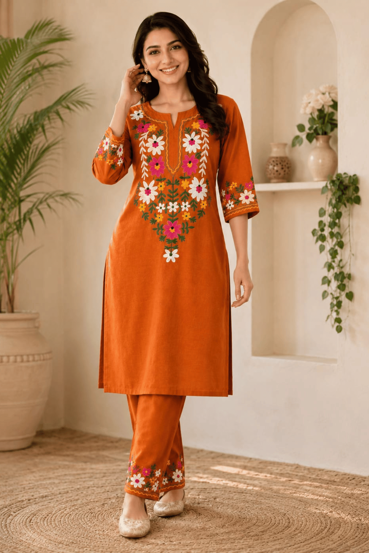 Majestic Divas Sunshine Bloom Embroidered Kurta Set