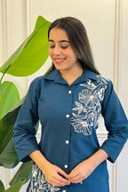 Majestic Diva Teal Blue Floral Co-Ord Set