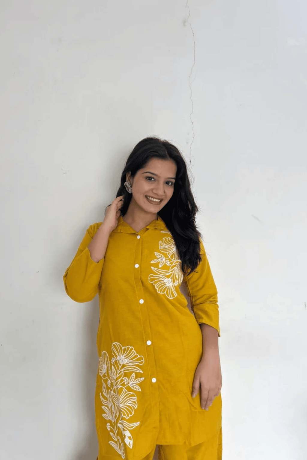 Majestic Diva Mustard Yellow Floral Print Co-Ord Set