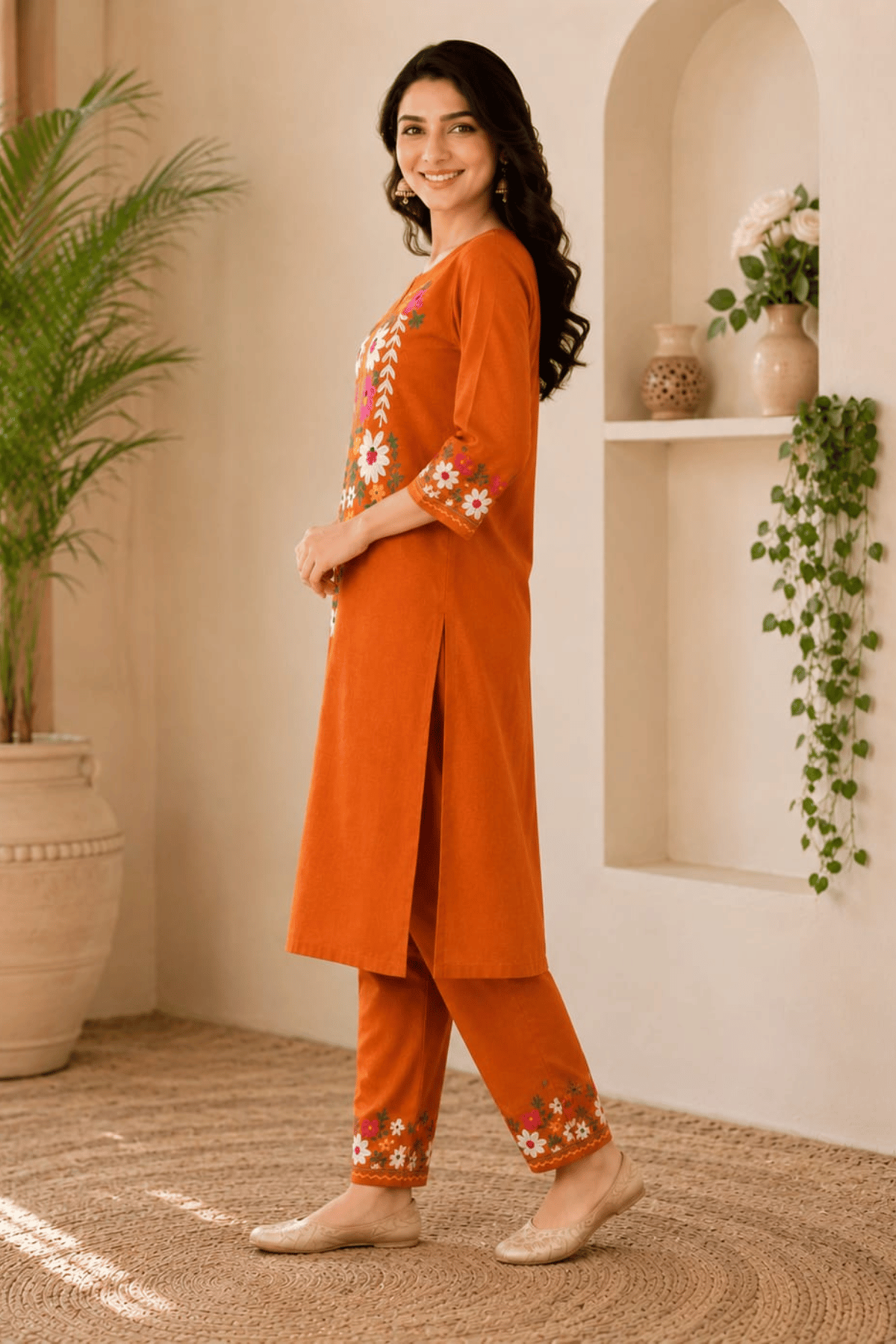 Majestic Divas Sunshine Bloom Embroidered Kurta Set