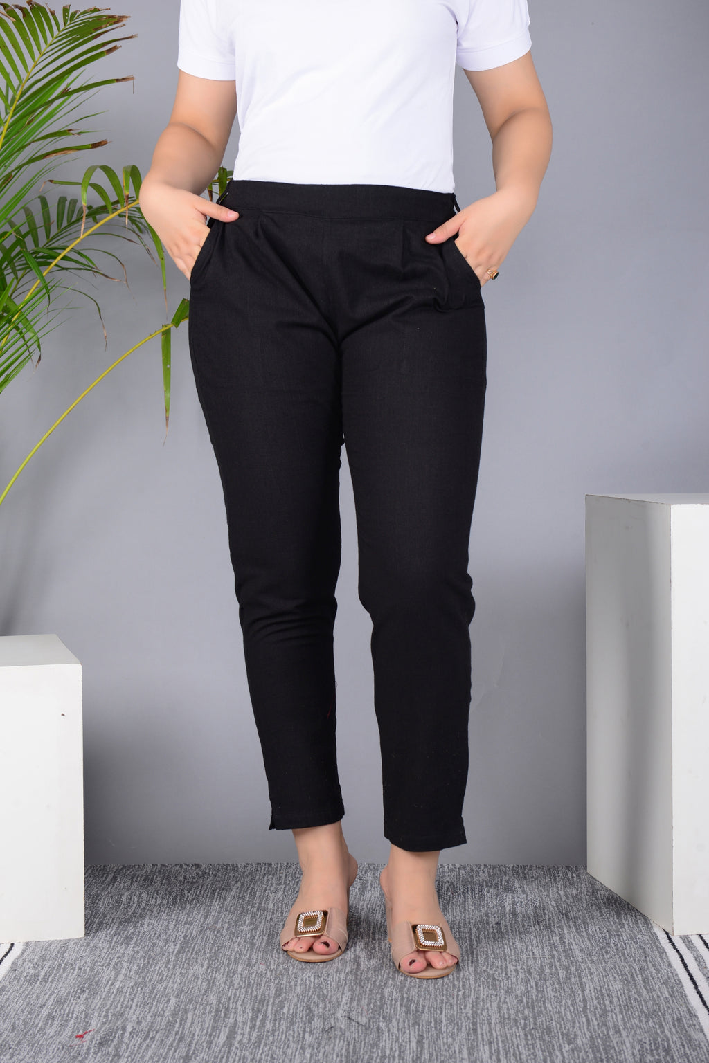 Majestic Diva's Women’s High Waist Classic Black Tapered Pants