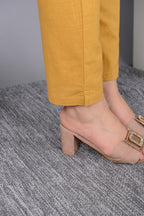 Majestic Diva's Women’s High Waist Mustard Yellow Tapered Pants