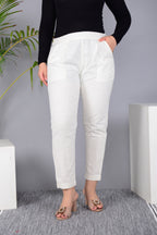 Majestic Diva's Women’s High Waist Off-White Tapered Pants