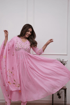Majestic Divas Blush Petal Pink Anarkali Dupatta Set