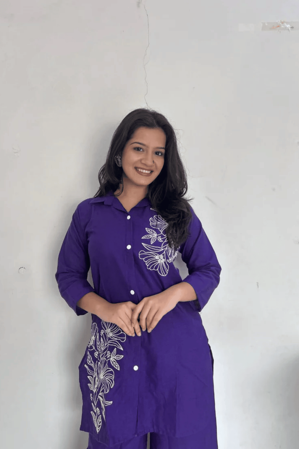 Majestic Diva Purple Floral Print Co-Ord Set