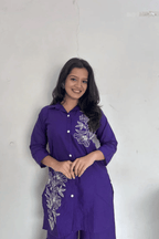 Majestic Diva Purple Floral Print Co-Ord Set