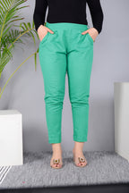 Majestic Diva's Women’s High-Waist Slim Fit Green Pant