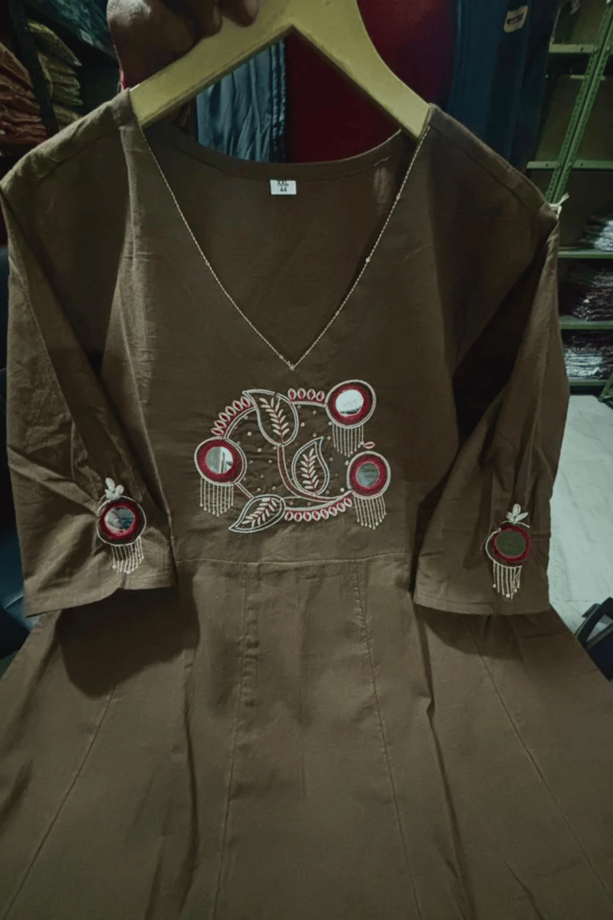 Majestic Diva's Olive Brown Embroidered Dupatta Set
