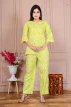 Majestic Divas Lime Green Printed Co-ord Set