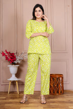 Majestic Divas Lime Green Printed Co-ord Set
