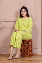 Majestic Divas Lime Green Printed Co-ord Set