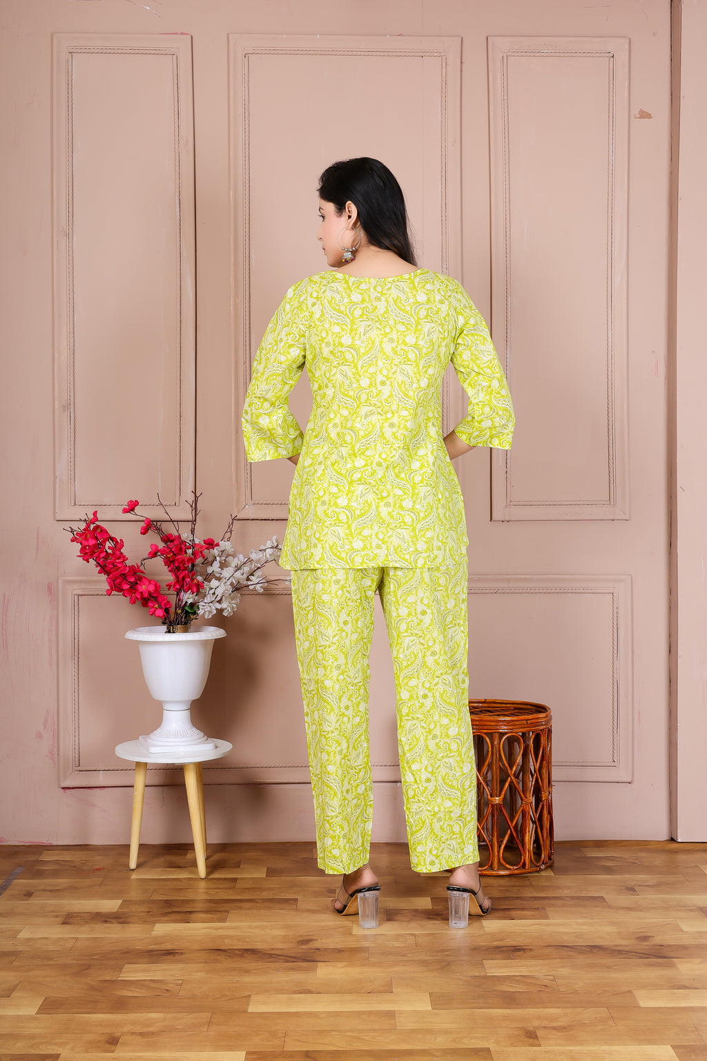 Majestic Divas Lime Green Printed Co-ord Set