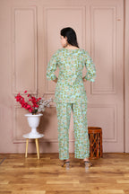 Majestic Divas Pista Green Floral Co-ord Set