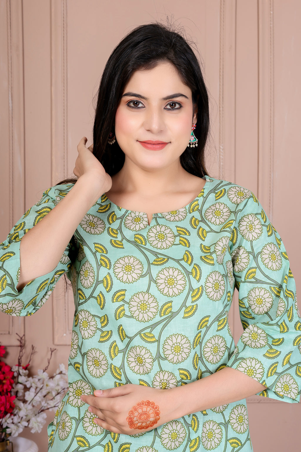 Majestic Divas Pista Green Floral Co-ord Set