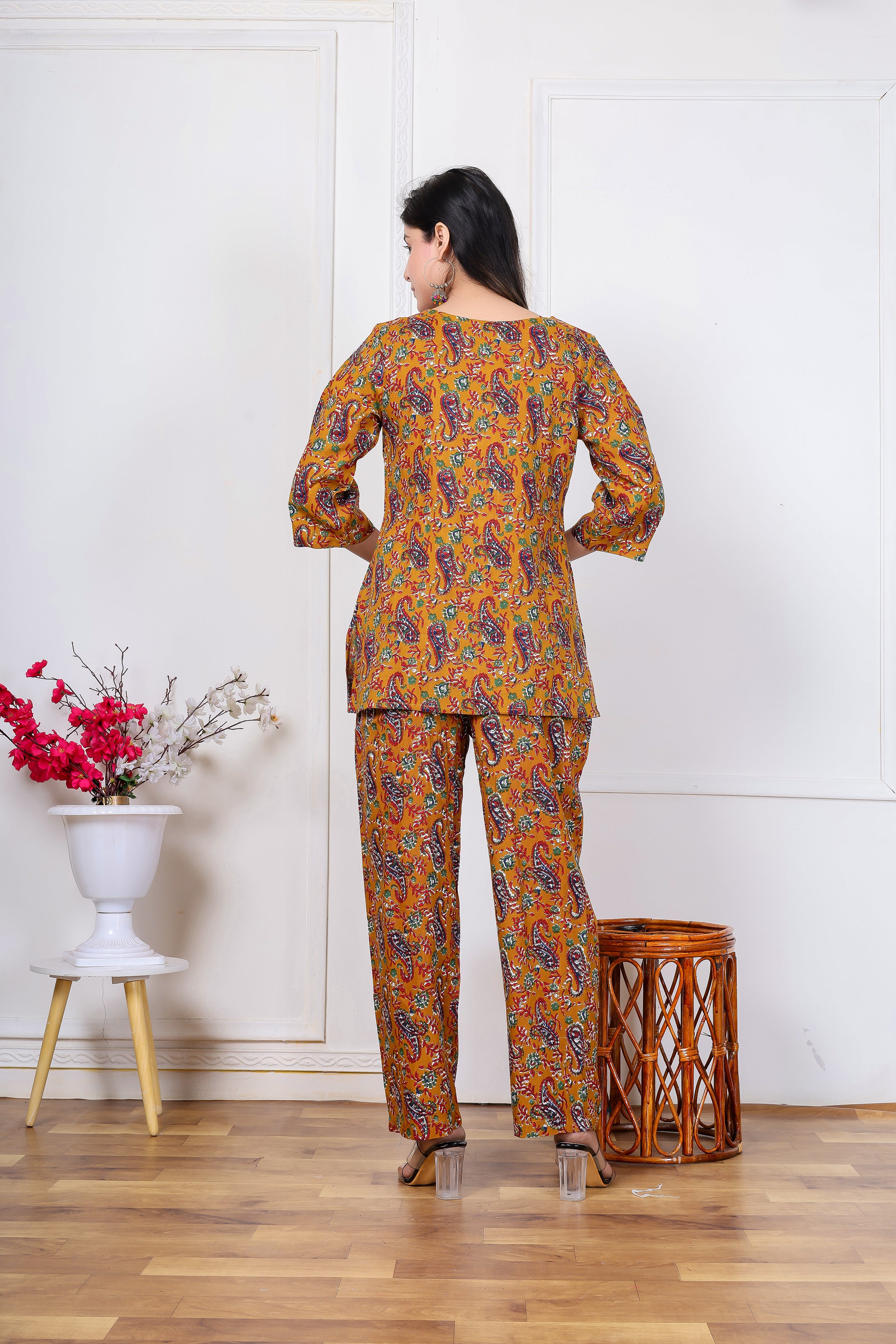 Majestic Divas Mustard Yellow Paisley Co-ord Set