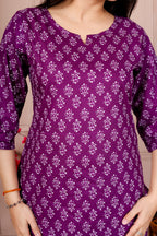 Majestic Divas Purple Printed Cotton Co-Ord