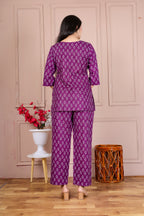 Majestic Divas Purple Printed Cotton Co-Ord