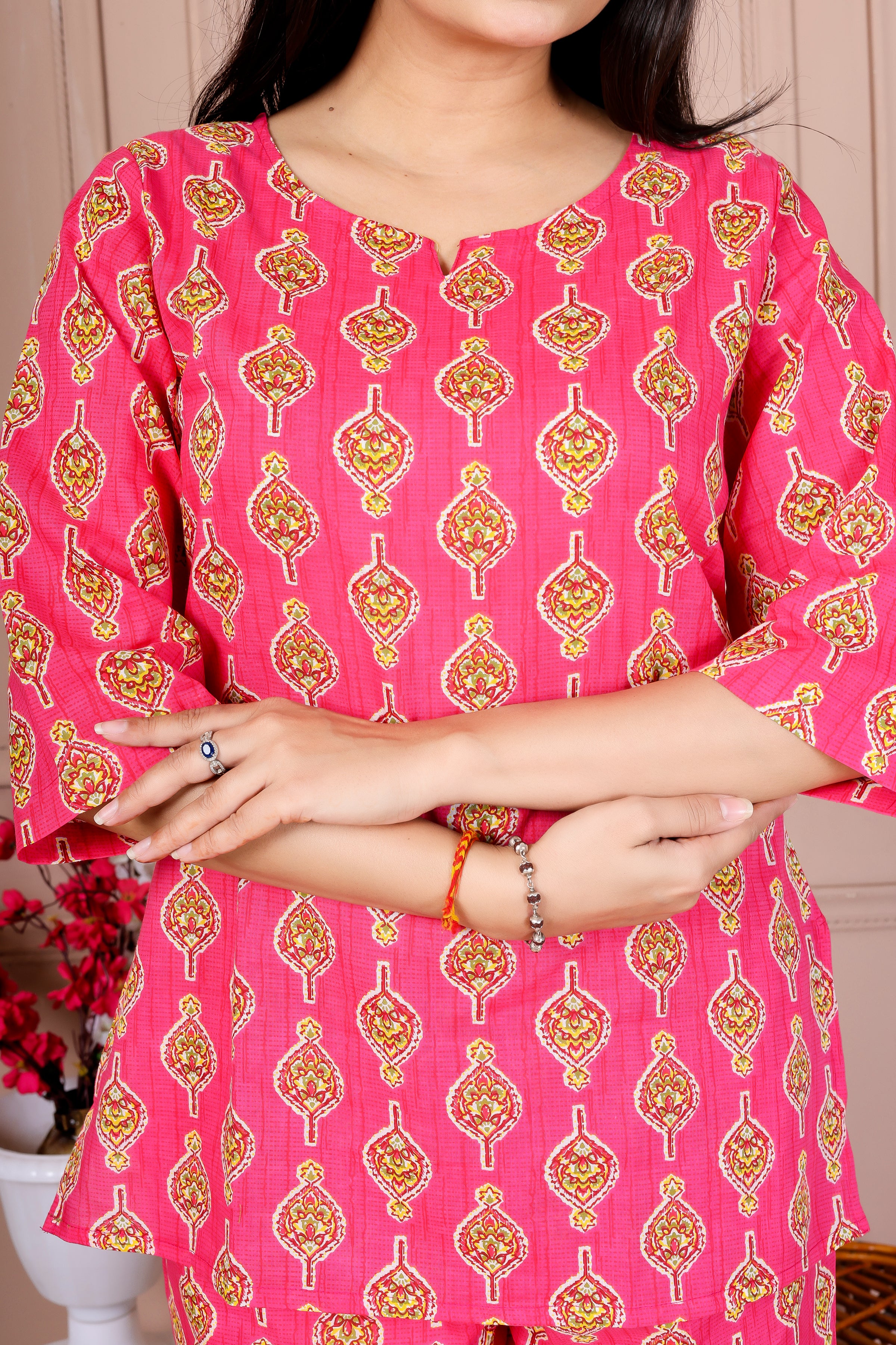 Majestic Divas Pink Printed Cotton Co-Ord Set