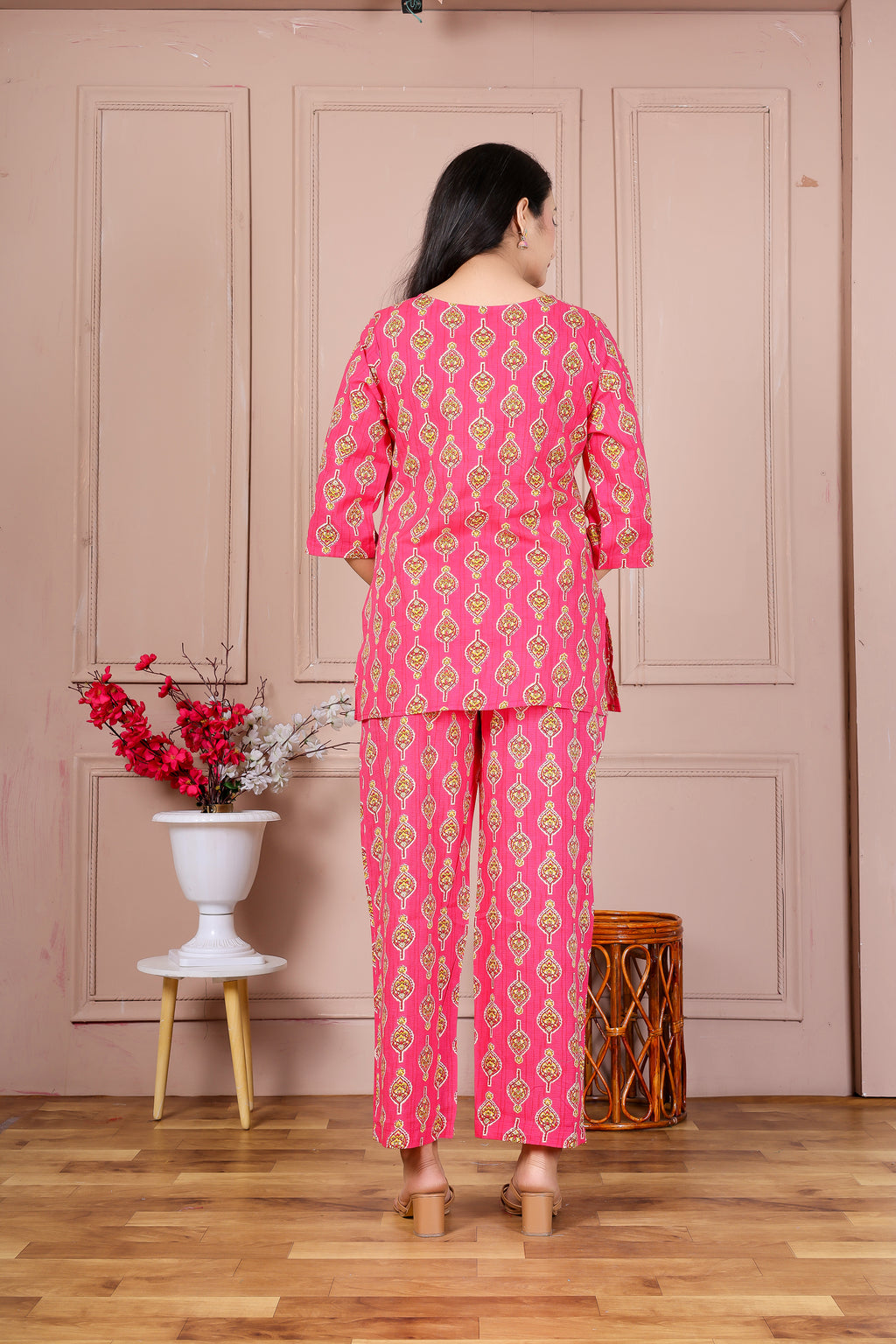 Majestic Divas Pink Printed Cotton Co-Ord Set
