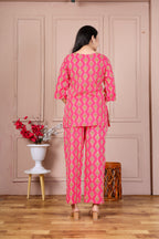 Majestic Divas Pink Printed Cotton Co-Ord Set