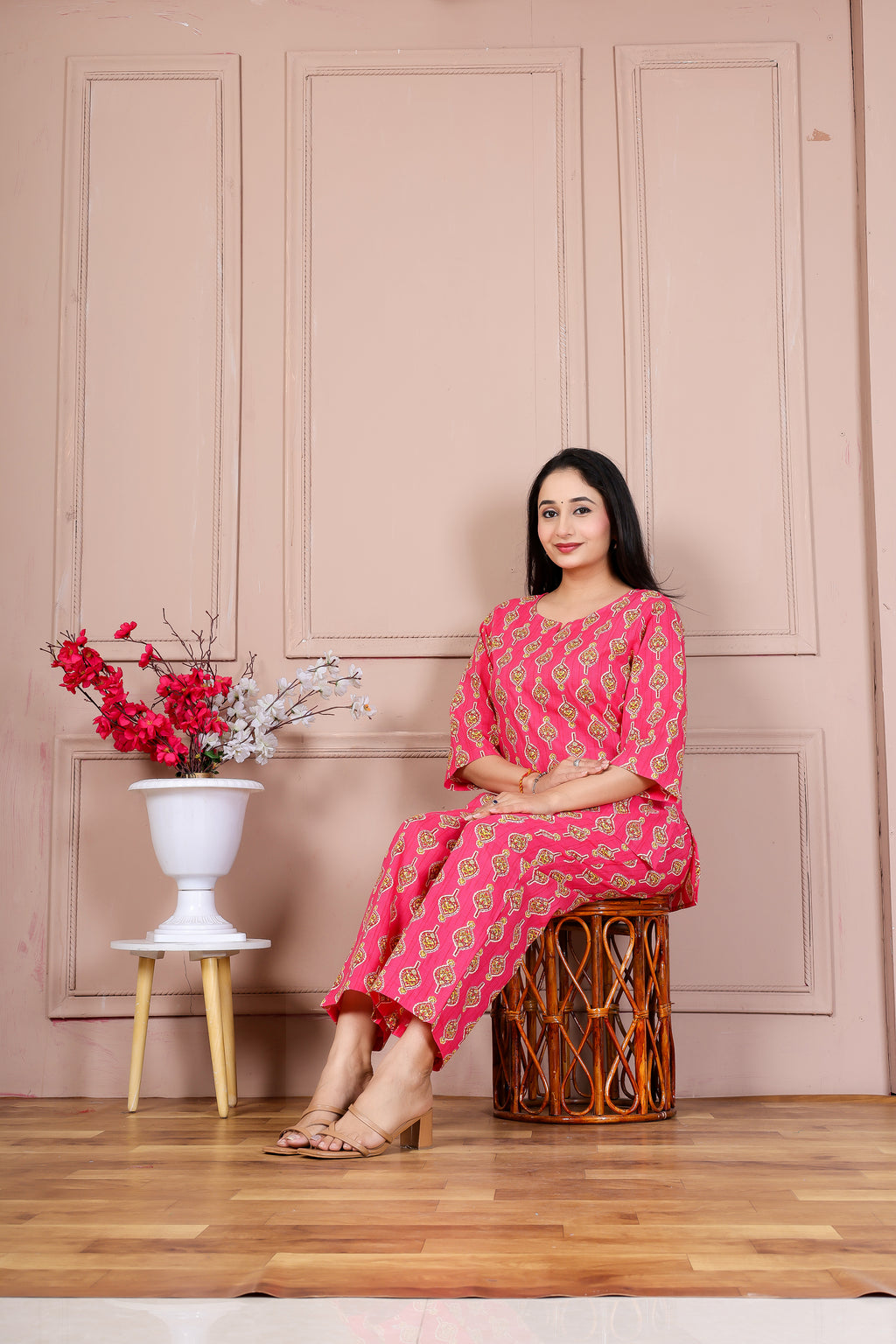 Majestic Divas Pink Printed Cotton Co-Ord Set