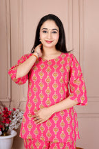 Majestic Divas Pink Printed Cotton Co-Ord Set