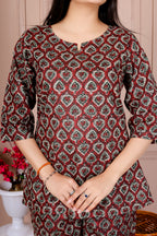 Majestic Divas Brown Printed Cotton Co-Ord Set