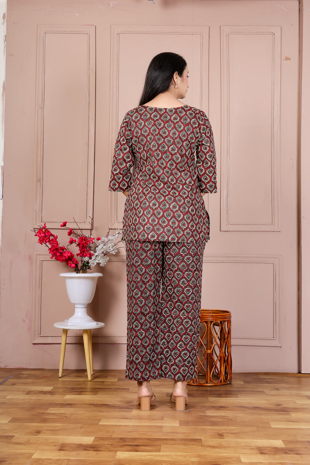 Majestic Divas Brown Printed Cotton Co-Ord Set