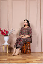 Majestic Divas Brown Printed Cotton Co-Ord Set