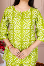 Majestic Divas Green Printed Cotton Co-Ord Set