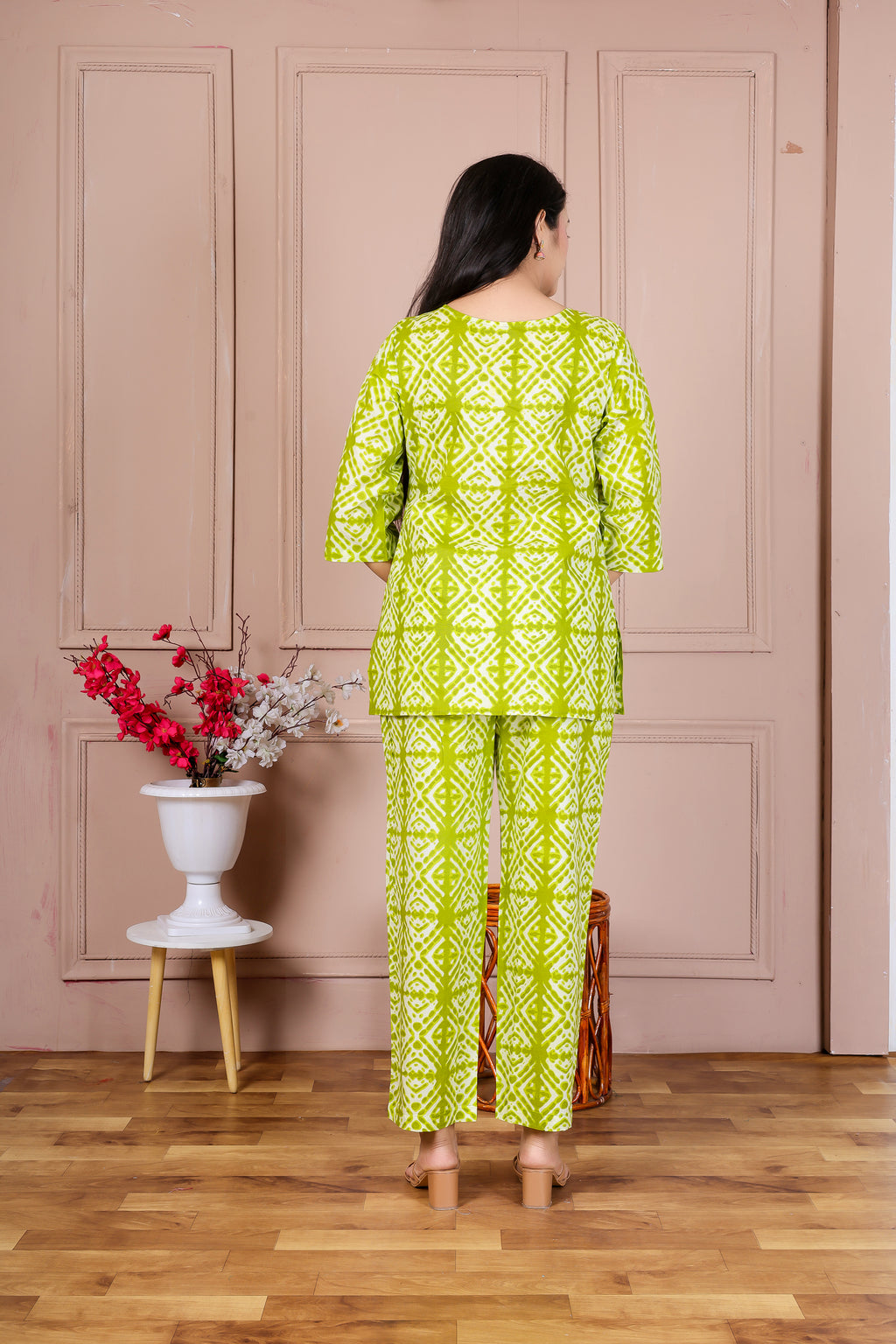 Majestic Divas Green Printed Cotton Co-Ord Set