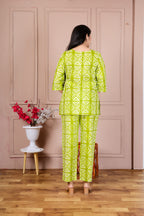 Majestic Divas Green Printed Cotton Co-Ord Set