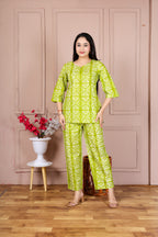 Majestic Divas Green Printed Cotton Co-Ord Set