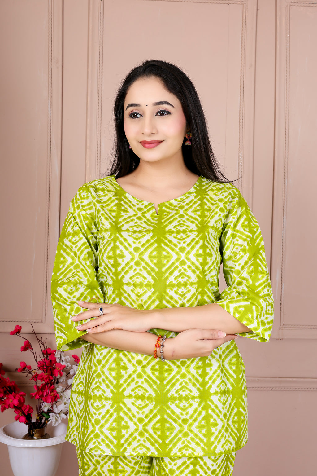 Majestic Divas Green Printed Cotton Co-Ord Set