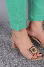 Majestic Diva's Women’s High-Waist Slim Fit Green Pant
